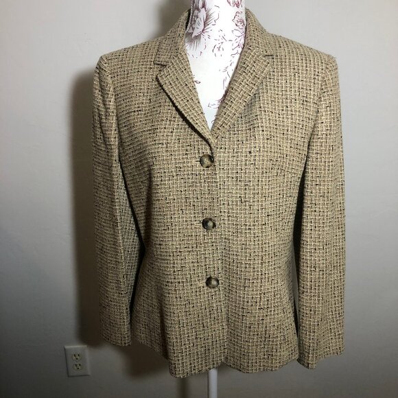 Ann Taylor Wool Blend Tweed Blazer | Size 14 | Classic Tailored Career Jacket - Picture 4 of 11